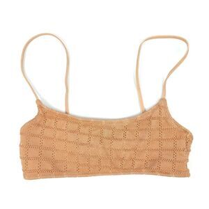 NEW Triangl Mica Crochet Bikini Crop Top Peach Brown Minimal Clean Girl Boho